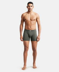Super Combed Cotton Rib Solid Boxer Brief with Ultrasoft and Durable Waistband - Deep Olive-4