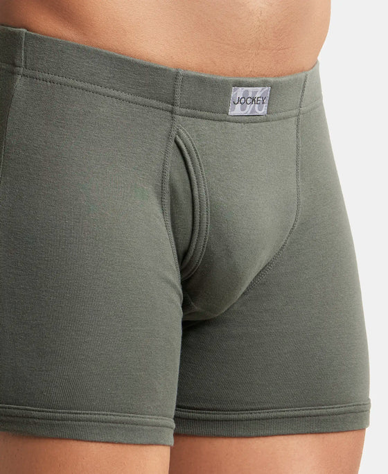 Super Combed Cotton Rib Solid Boxer Brief with Ultrasoft and Durable Waistband - Deep Olive-6