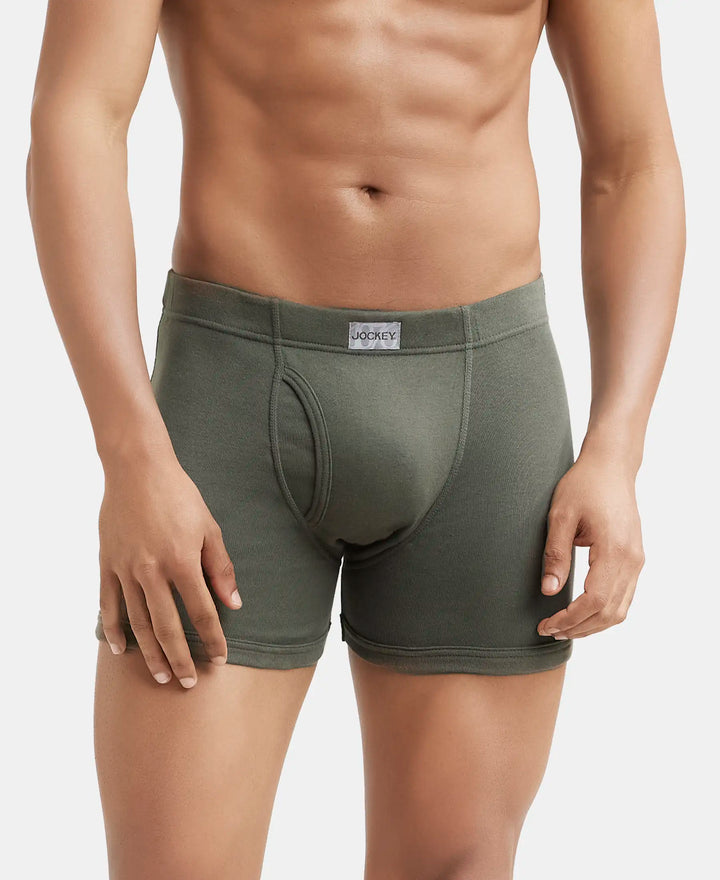 Super Combed Cotton Rib Solid Boxer Brief with Ultrasoft and Durable Waistband - Deep Olive-2
