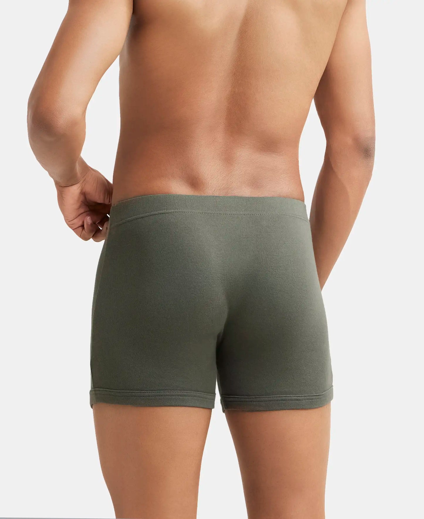 Super Combed Cotton Rib Solid Boxer Brief with Ultrasoft and Durable Waistband - Deep Olive-4