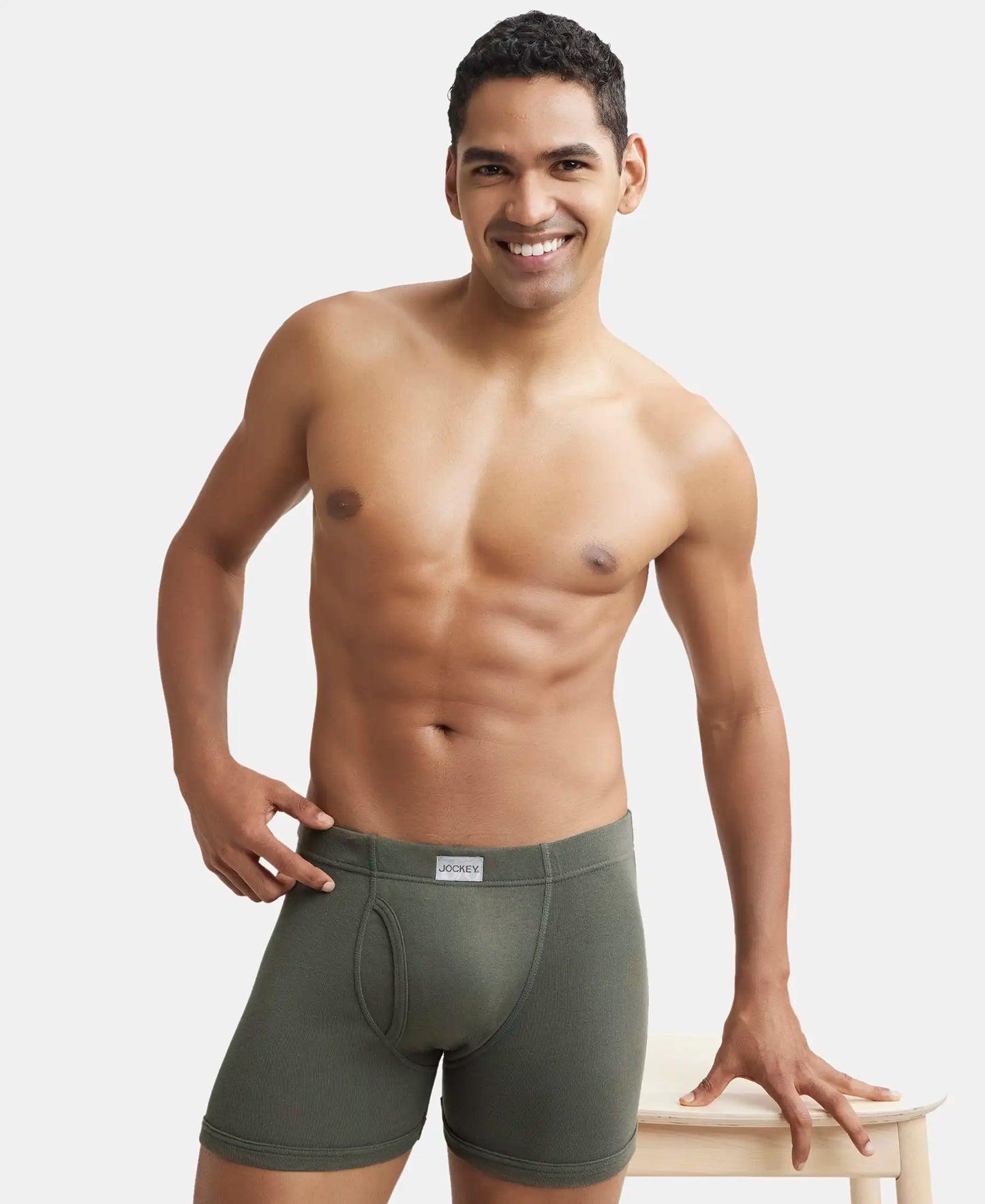 Super Combed Cotton Rib Solid Boxer Brief with Ultrasoft and Durable Waistband - Deep Olive-6