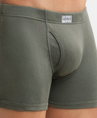 Super Combed Cotton Rib Solid Boxer Brief with Ultrasoft and Durable Waistband - Deep Olive (Pack of 2)
