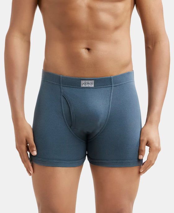 Super Combed Cotton Rib Solid Boxer Brief with Ultrasoft and Durable Waistband - Deep Slate-1