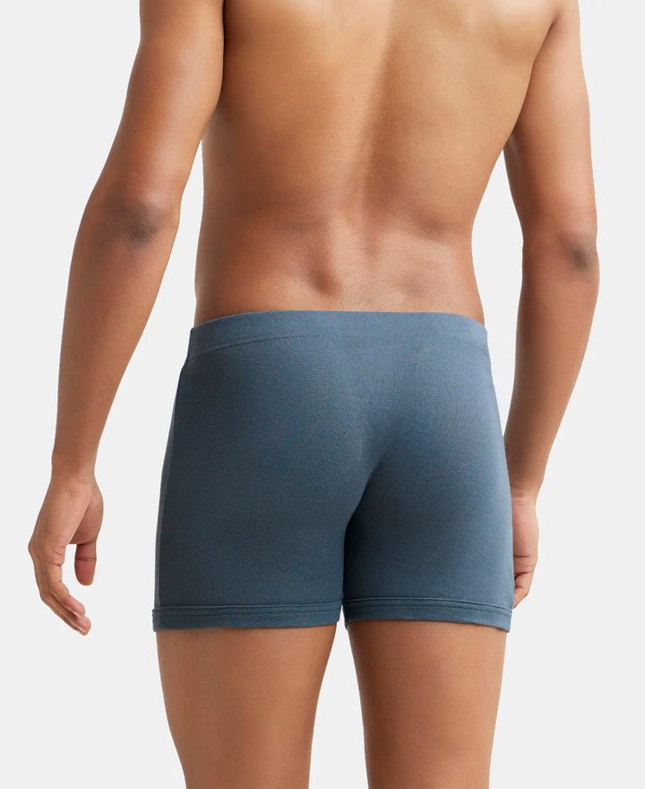 Super Combed Cotton Rib Solid Boxer Brief with Ultrasoft and Durable Waistband - Deep Slate-3