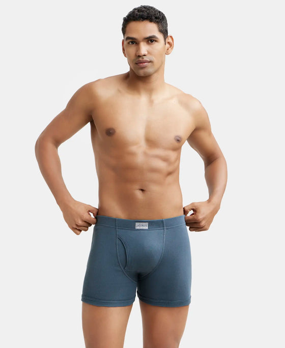 Super Combed Cotton Rib Solid Boxer Brief with Ultrasoft and Durable Waistband - Deep Slate-6