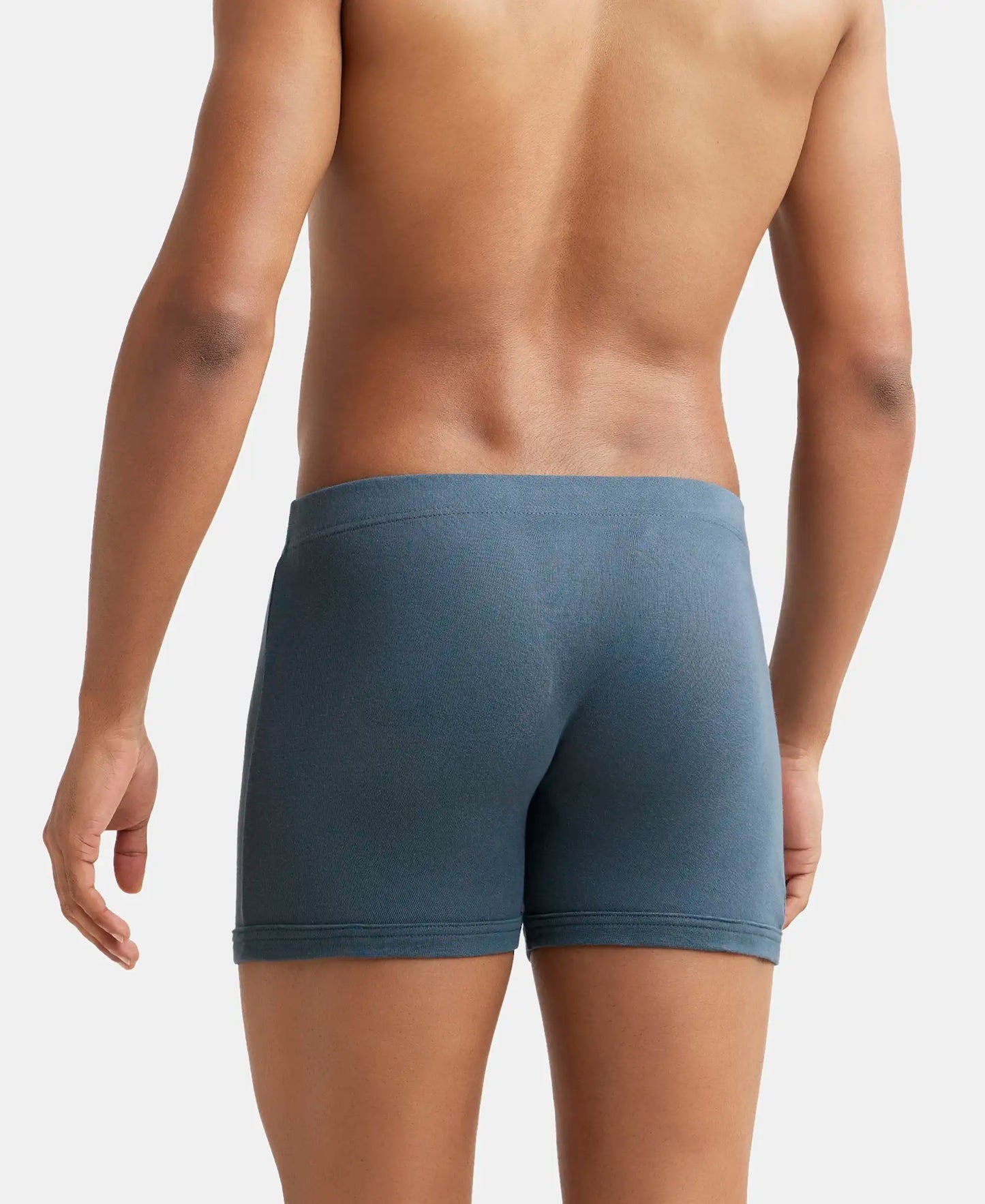 Super Combed Cotton Rib Solid Boxer Brief with Ultrasoft and Durable Waistband - Deep Slate-4