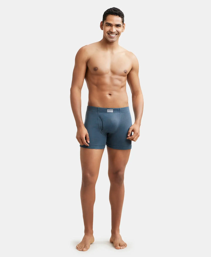 Super Combed Cotton Rib Solid Boxer Brief with Ultrasoft and Durable Waistband - Deep Slate-5