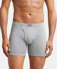 Super Combed Cotton Rib Solid Boxer Brief with Ultrasoft and Durable Waistband - Grey Melange-1