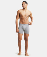 Super Combed Cotton Rib Solid Boxer Brief with Ultrasoft and Durable Waistband - Navy/Charcoal Melange/Grey Melange (Pack of 3)-19