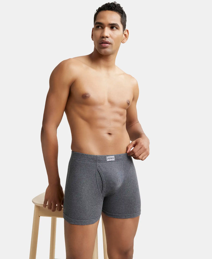 Super Combed Cotton Rib Solid Boxer Brief with Ultrasoft and Durable Waistband - Navy/Charcoal Melange/Grey Melange (Pack of 3)-6