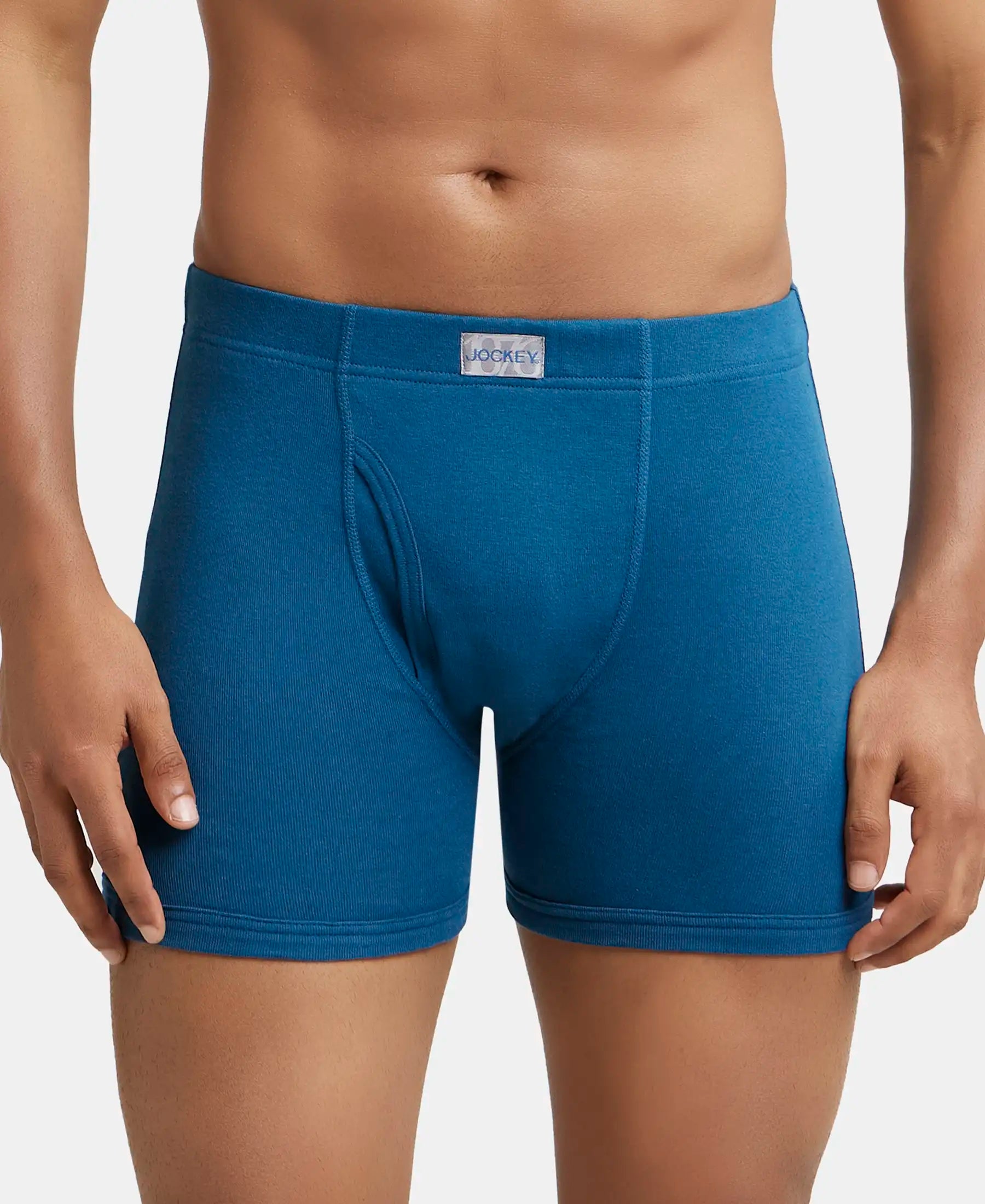 Buy Super Combed Cotton Rib Solid Boxer Brief with Ultrasoft and Durable  Waistband - Seaport Teal 8008