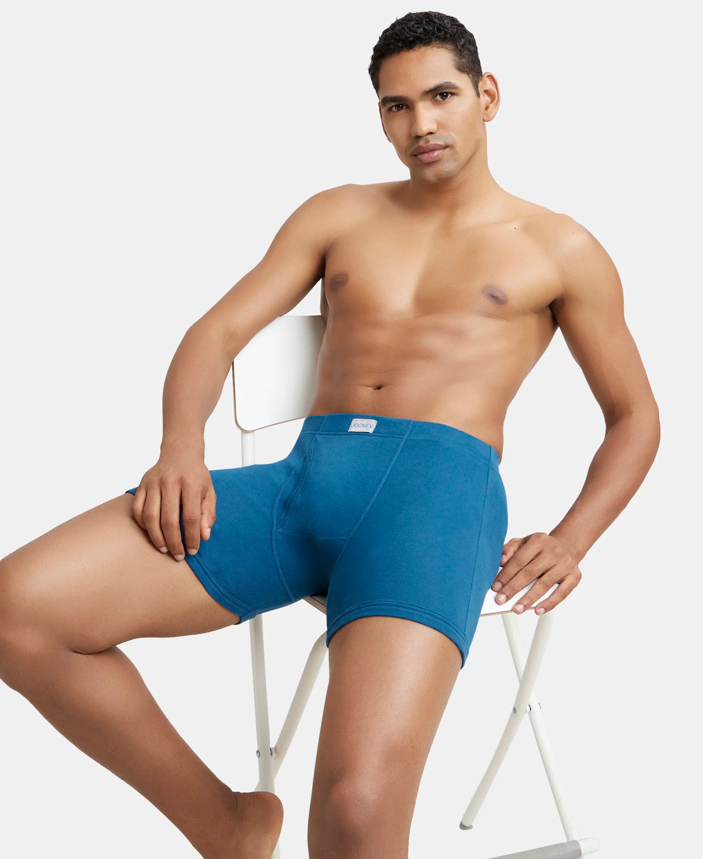 Super Combed Cotton Rib Solid Boxer Brief with Ultrasoft and Durable Waistband - Seaport Teal-6
