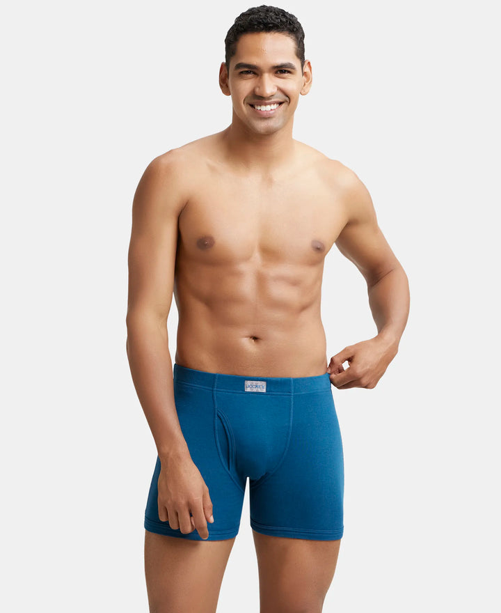 Super Combed Cotton Rib Solid Boxer Brief with Ultrasoft and Durable Waistband - Seaport Teal-7