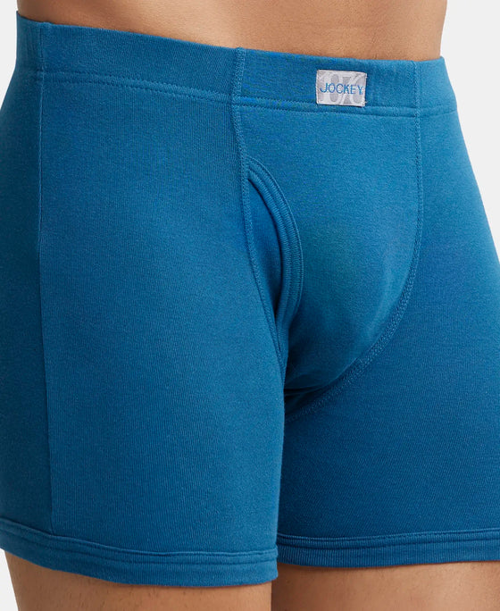 Super Combed Cotton Rib Solid Boxer Brief with Ultrasoft and Durable Waistband - Seaport Teal (Pack of 2)
