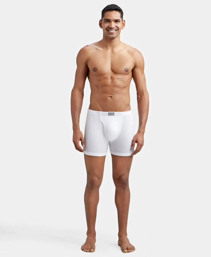 Super Combed Cotton Rib Solid Boxer Brief with Ultrasoft and Durable Waistband - White-5