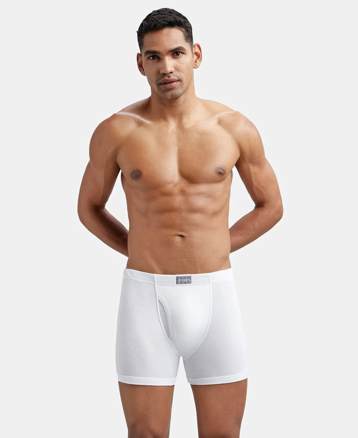 Super Combed Cotton Rib Solid Boxer Brief with Ultrasoft and Durable Waistband - White-6