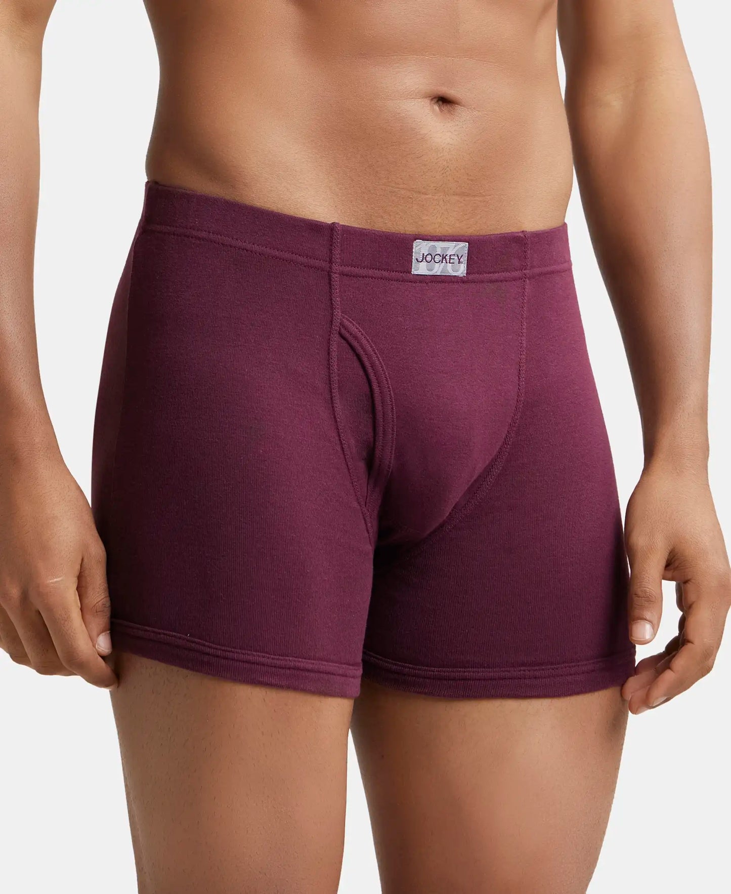 Super Combed Cotton Rib Solid Boxer Brief with Ultrasoft and Durable Waistband - Wine Tasting-3