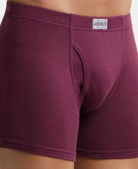 Super Combed Cotton Rib Solid Boxer Brief with Ultrasoft and Durable Waistband - Wine Tasting