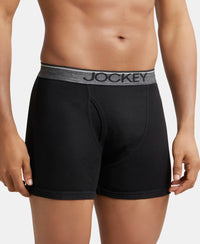 Super Combed Cotton Rib Solid Boxer Brief with Ultrasoft and Durable Waistband - Black-3