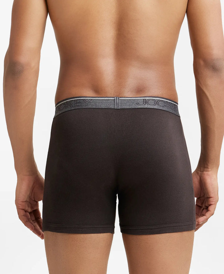 Super Combed Cotton Rib Solid Boxer Brief with Ultrasoft and Durable Waistband - Brown-4