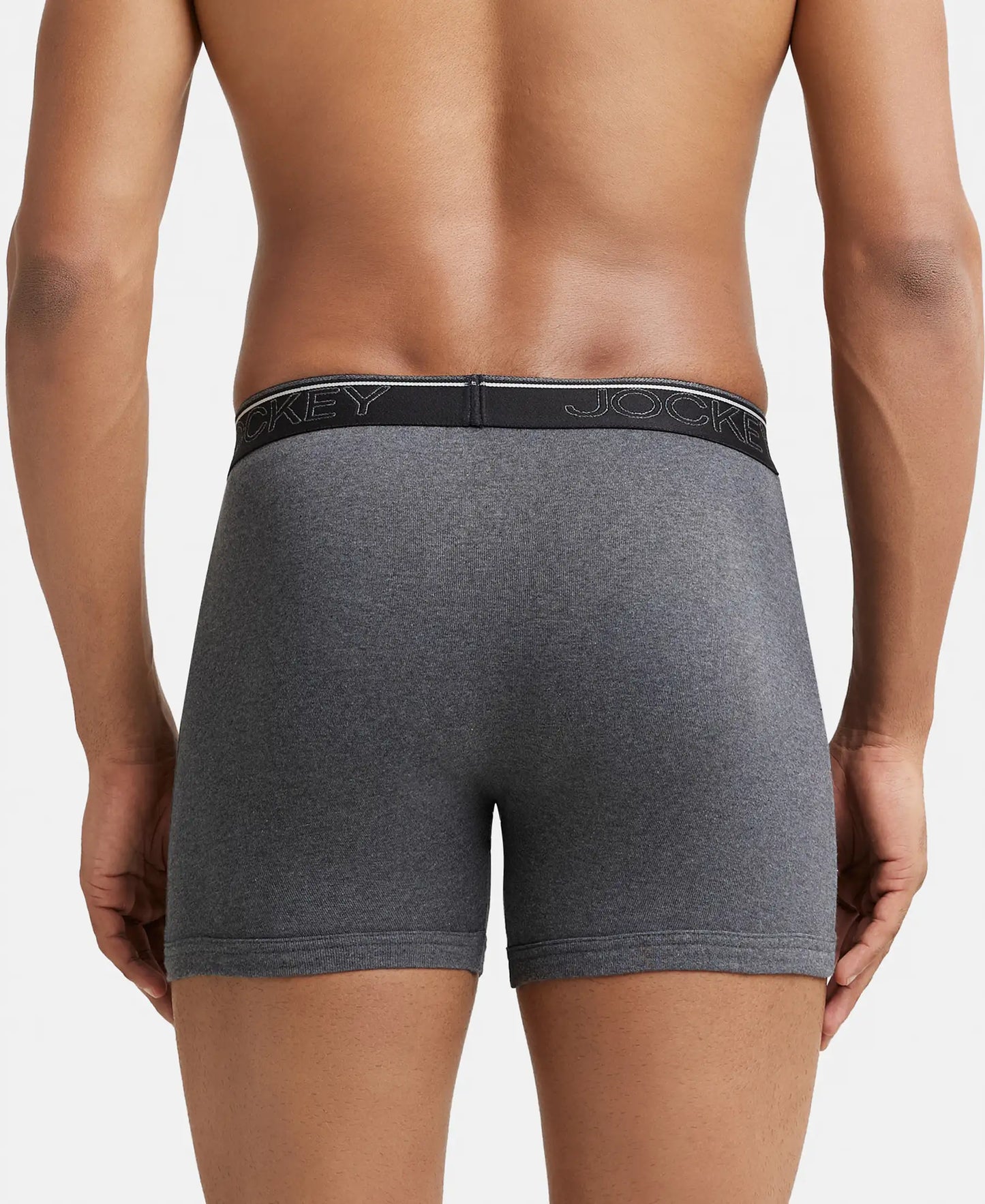 Super Combed Cotton Rib Solid Boxer Brief with Ultrasoft and Durable Waistband - Charcoal Melange-4