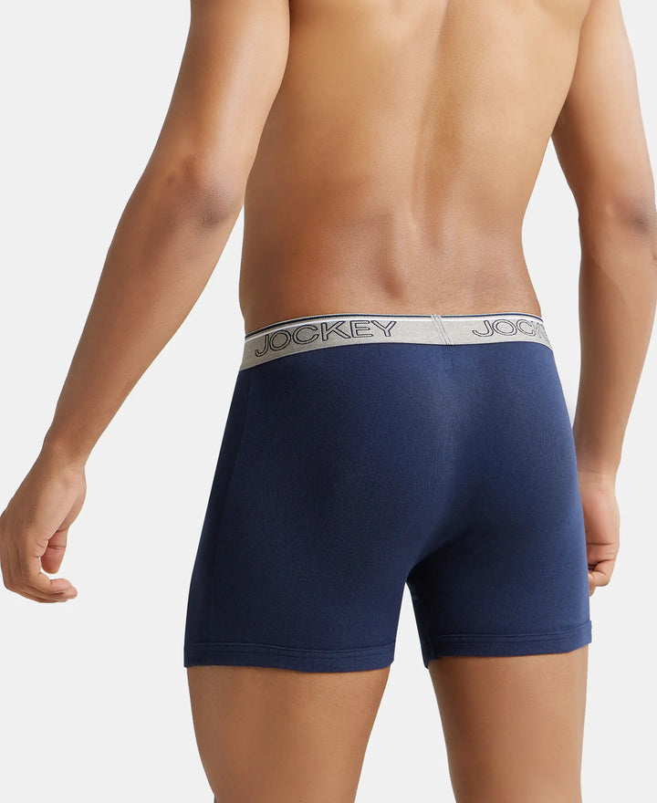 Super Combed Cotton Rib Solid Boxer Brief with Ultrasoft and Durable Waistband - Deep Navy-3