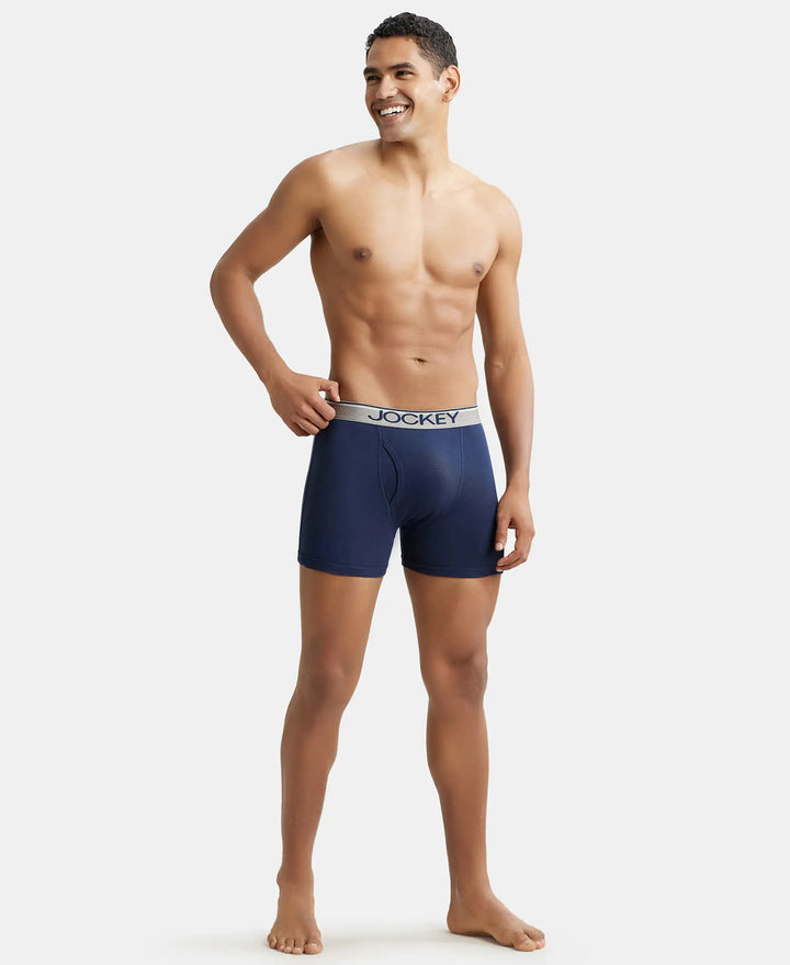 Super Combed Cotton Rib Solid Boxer Brief with Ultrasoft and Durable Waistband - Deep Navy-4