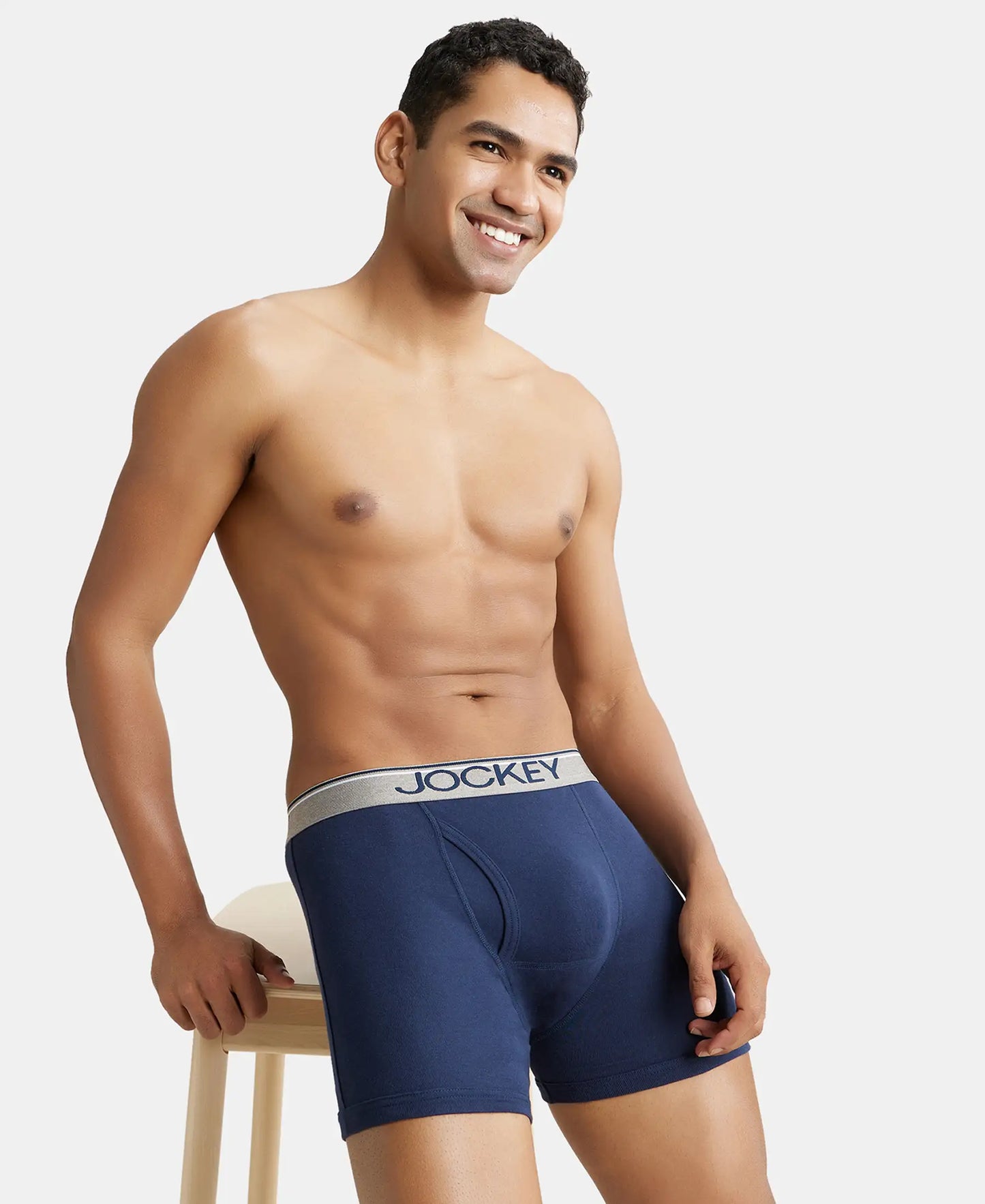 Super Combed Cotton Rib Solid Boxer Brief with Ultrasoft and Durable Waistband - Deep Navy-5