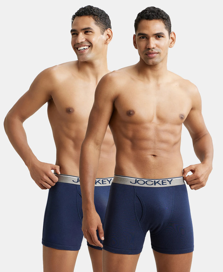 Super Combed Cotton Rib Solid Boxer Brief with Ultrasoft and Durable Waistband - Deep Navy-1