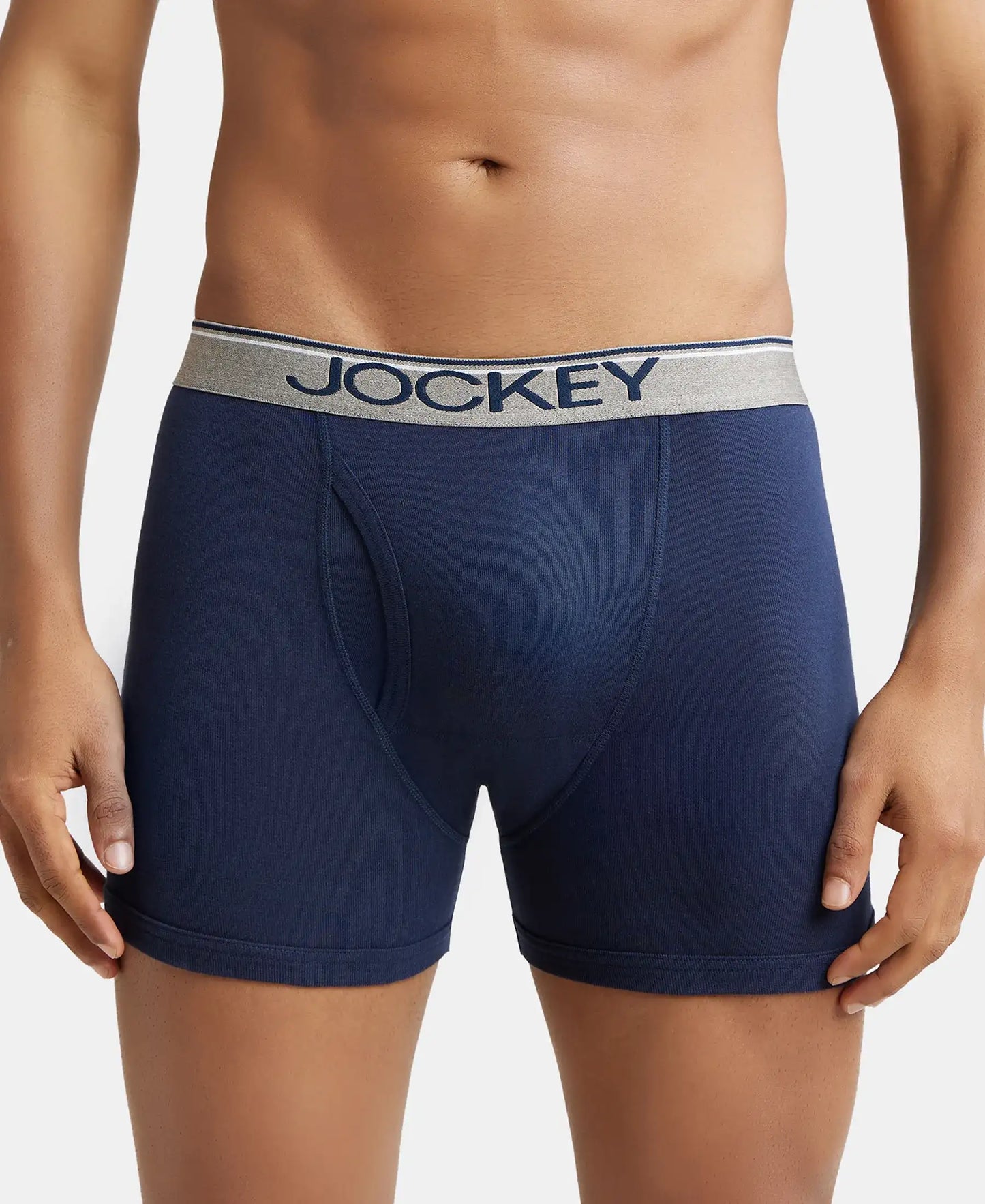 Super Combed Cotton Rib Solid Boxer Brief with Ultrasoft and Durable Waistband - Deep Navy-2