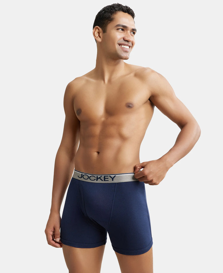 Super Combed Cotton Rib Solid Boxer Brief with Ultrasoft and Durable Waistband - Deep Navy-7