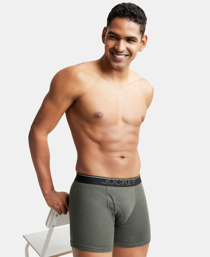 Super Combed Cotton Rib Solid Boxer Brief with Ultrasoft and Durable Waistband - Deep Olive-6
