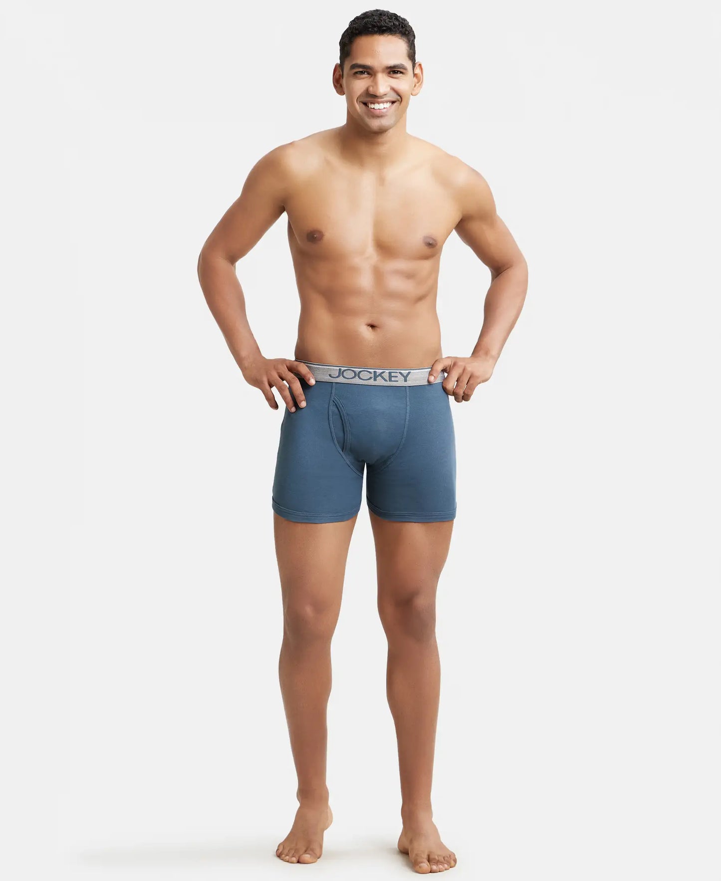 Super Combed Cotton Rib Solid Boxer Brief with Ultrasoft and Durable Waistband - Deep Slate-4