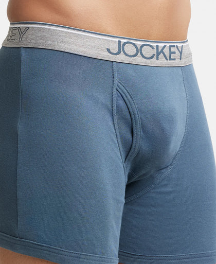 Super Combed Cotton Rib Solid Boxer Brief with Ultrasoft and Durable Waistband - Deep Slate-6