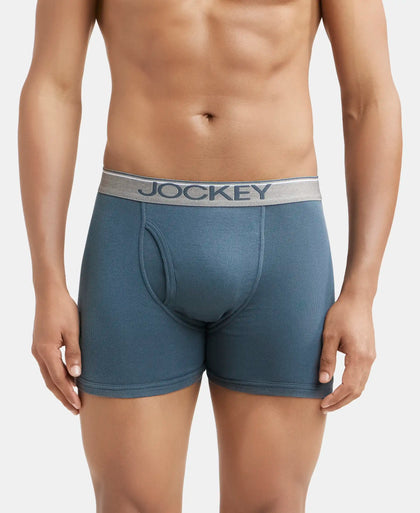 Super Combed Cotton Rib Solid Boxer Brief with Ultrasoft and Durable Waistband - Deep Slate-2