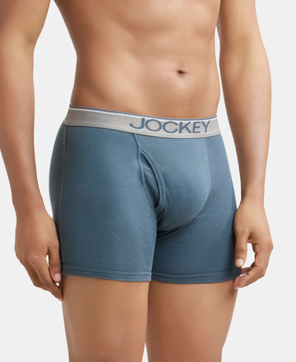 Super Combed Cotton Rib Solid Boxer Brief with Ultrasoft and Durable Waistband - Deep Slate-3