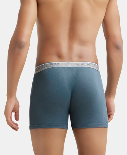 Super Combed Cotton Rib Solid Boxer Brief with Ultrasoft and Durable Waistband - Deep Slate-4