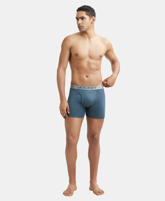Super Combed Cotton Rib Solid Boxer Brief with Ultrasoft and Durable Waistband - Deep Slate-5