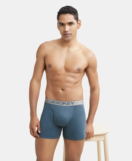 Super Combed Cotton Rib Solid Boxer Brief with Ultrasoft and Durable Waistband - Deep Slate-6