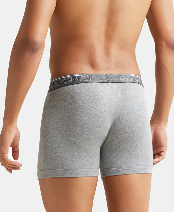 Super Combed Cotton Rib Solid Boxer Brief with Ultrasoft and Durable Waistband - Grey Melange-3
