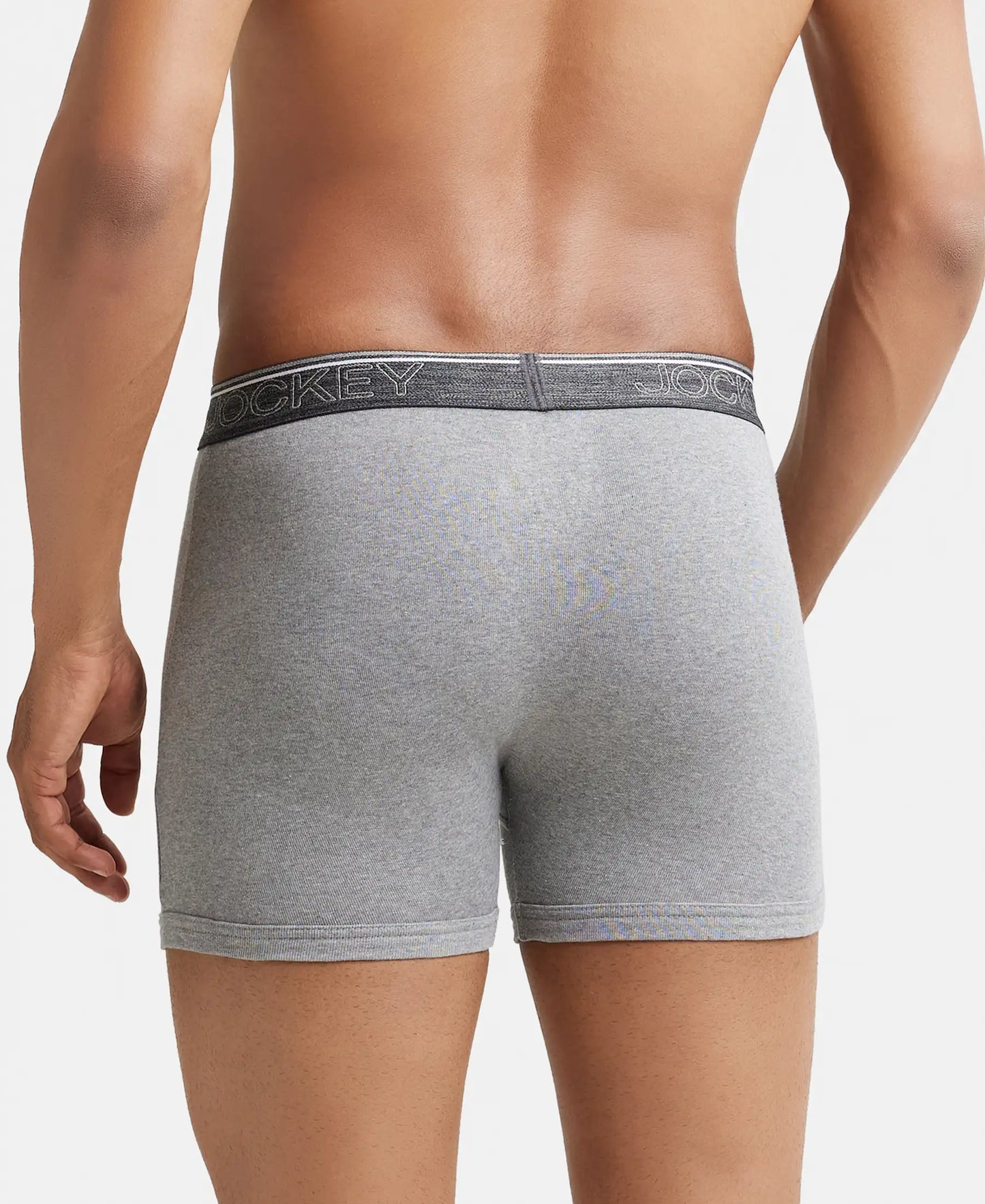 Super Combed Cotton Rib Solid Boxer Brief with Ultrasoft and Durable Waistband - Grey Melange-4