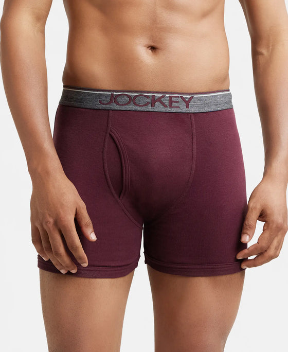 Super Combed Cotton Rib Solid Boxer Brief with Ultrasoft and Durable Waistband - Mauve Wine-2