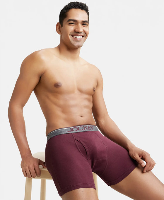 Super Combed Cotton Rib Solid Boxer Brief with Ultrasoft and Durable Waistband - Mauve Wine-6