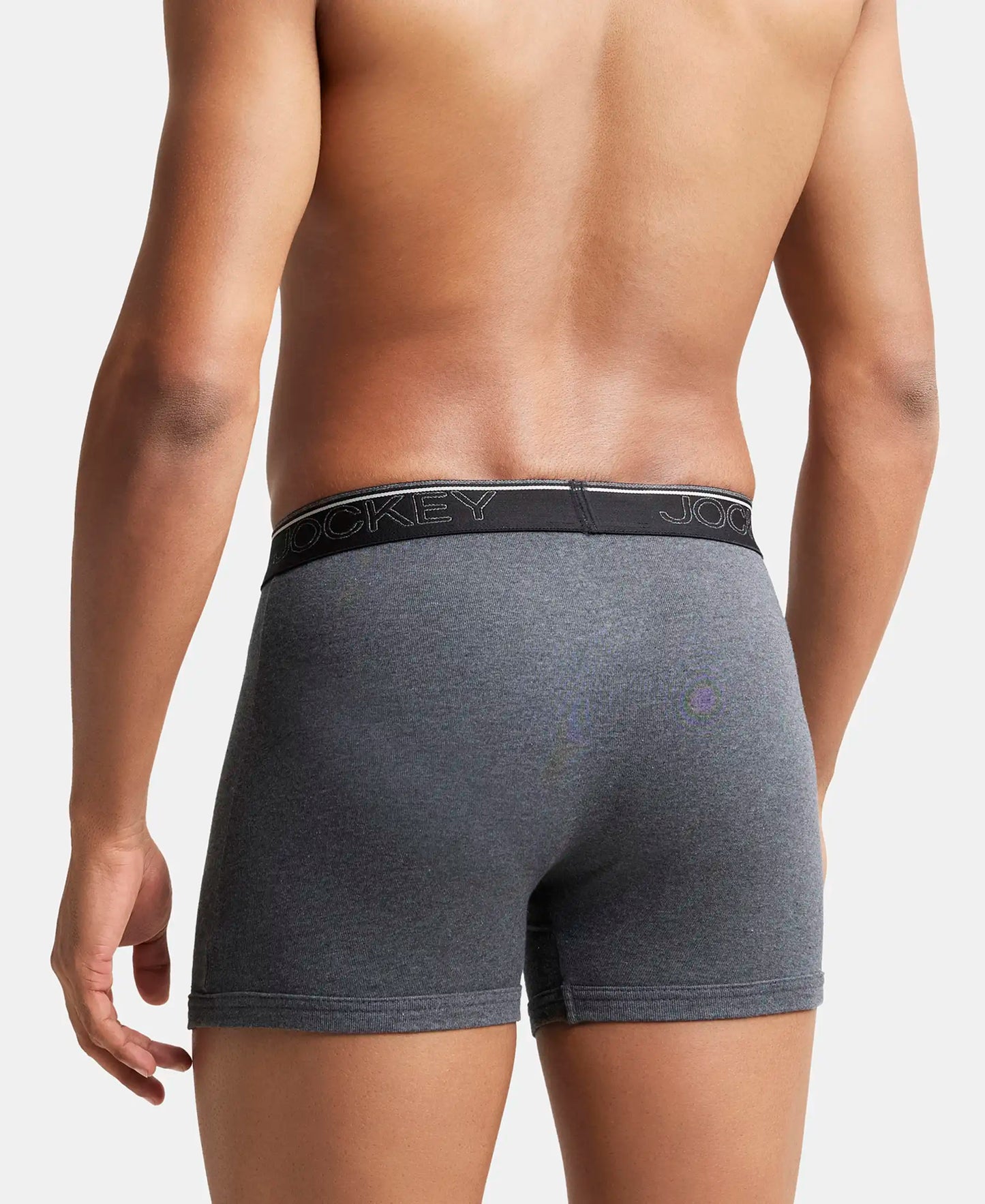 Super Combed Cotton Rib Solid Boxer Brief with Ultrasoft and Durable Waistband - Navy/Charcoal Melange/Grey Melange (Pack of 3)-4