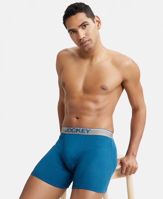 Super Combed Cotton Rib Solid Boxer Brief with Ultrasoft and Durable Waistband - Seaport Teal-5