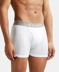 Super Combed Cotton Rib Solid Boxer Brief with Ultrasoft and Durable Waistband - White-3