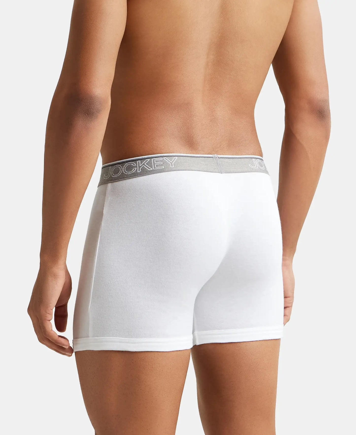 Super Combed Cotton Rib Solid Boxer Brief with Ultrasoft and Durable Waistband - White-4