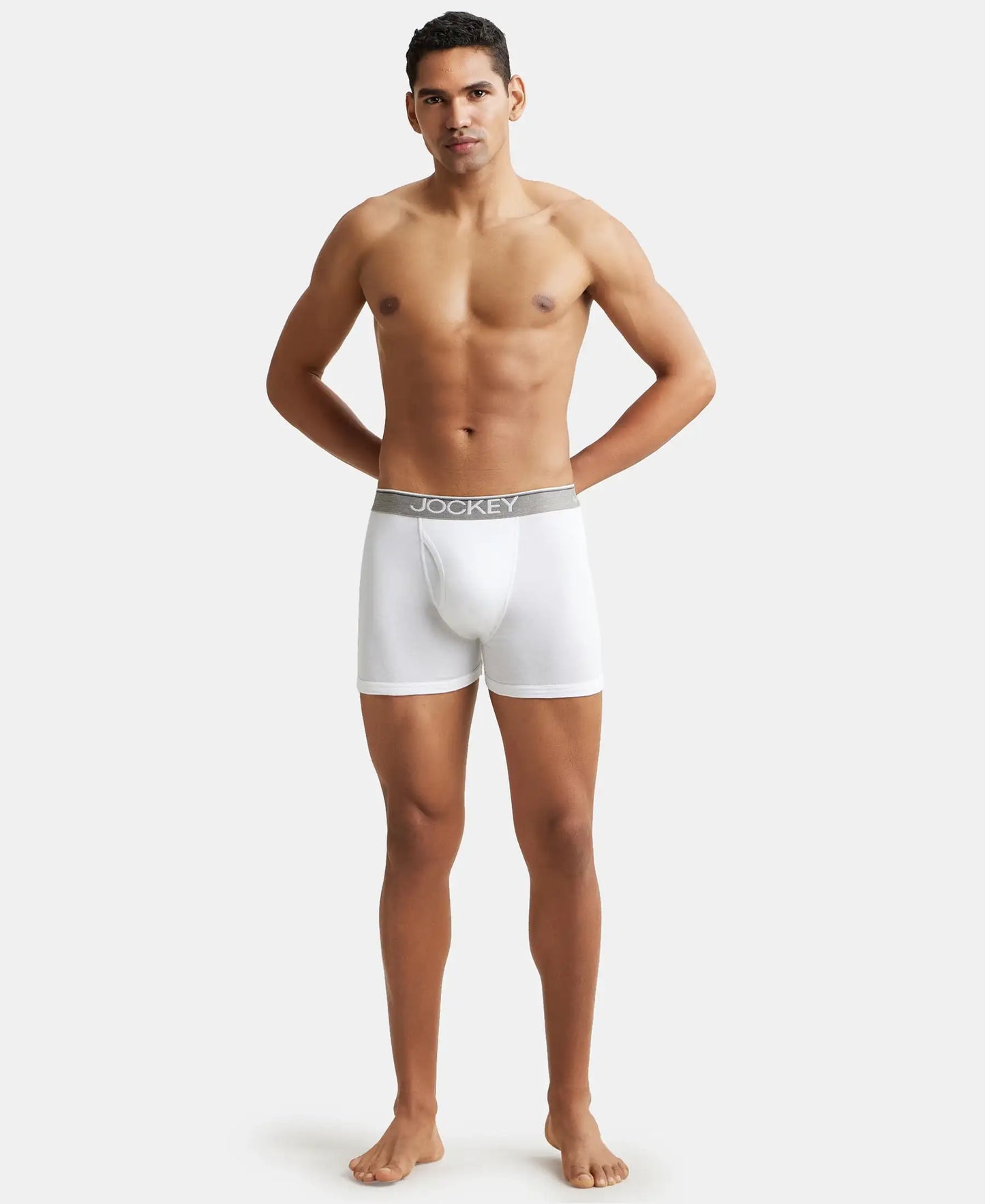 Super Combed Cotton Rib Solid Boxer Brief with Ultrasoft and Durable Waistband - White-5