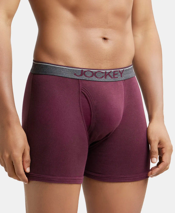 Super Combed Cotton Rib Solid Boxer Brief with Ultrasoft and Durable Waistband - Wine Tasting-2