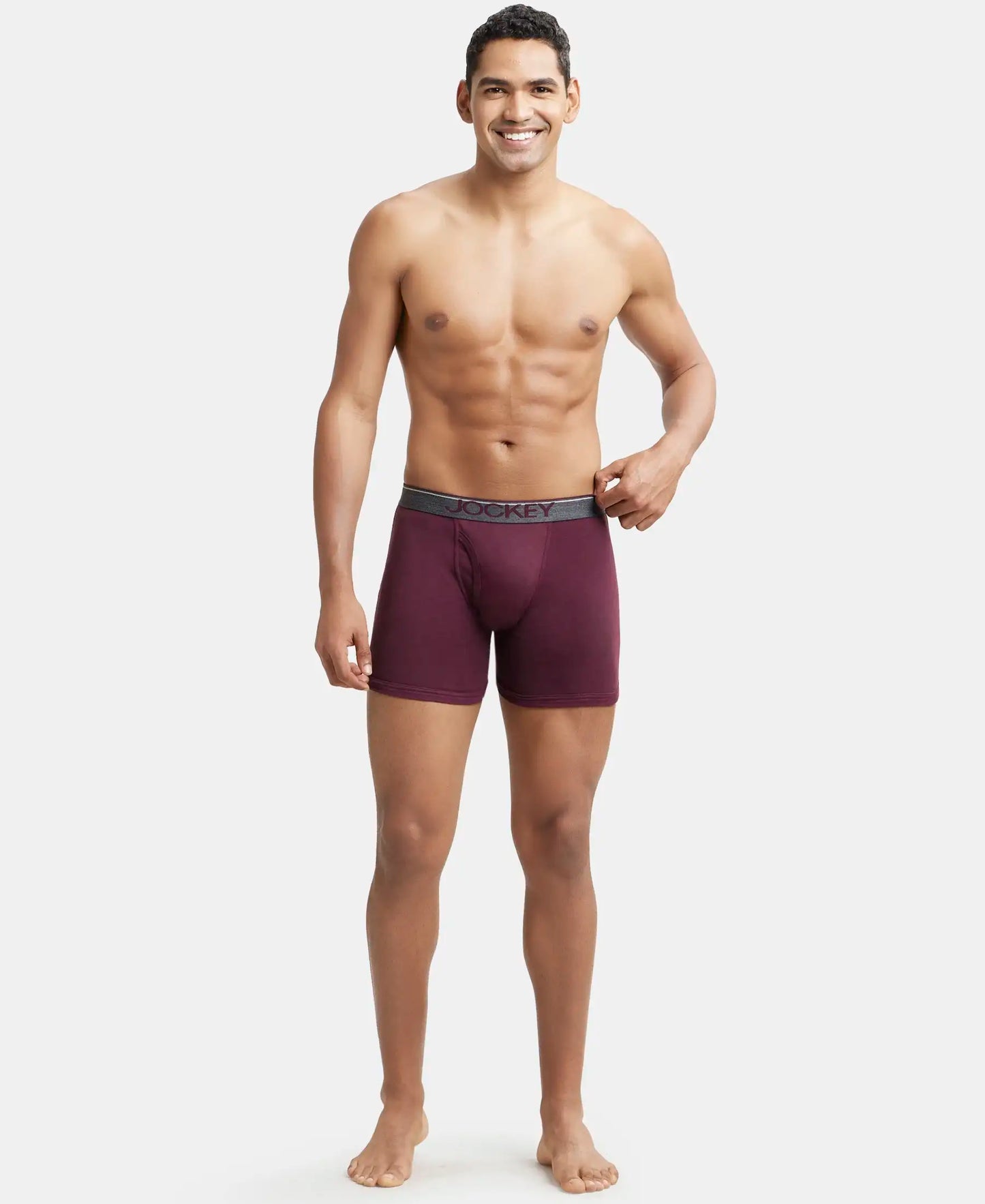 Super Combed Cotton Rib Solid Boxer Brief with Ultrasoft and Durable Waistband - Wine Tasting-4